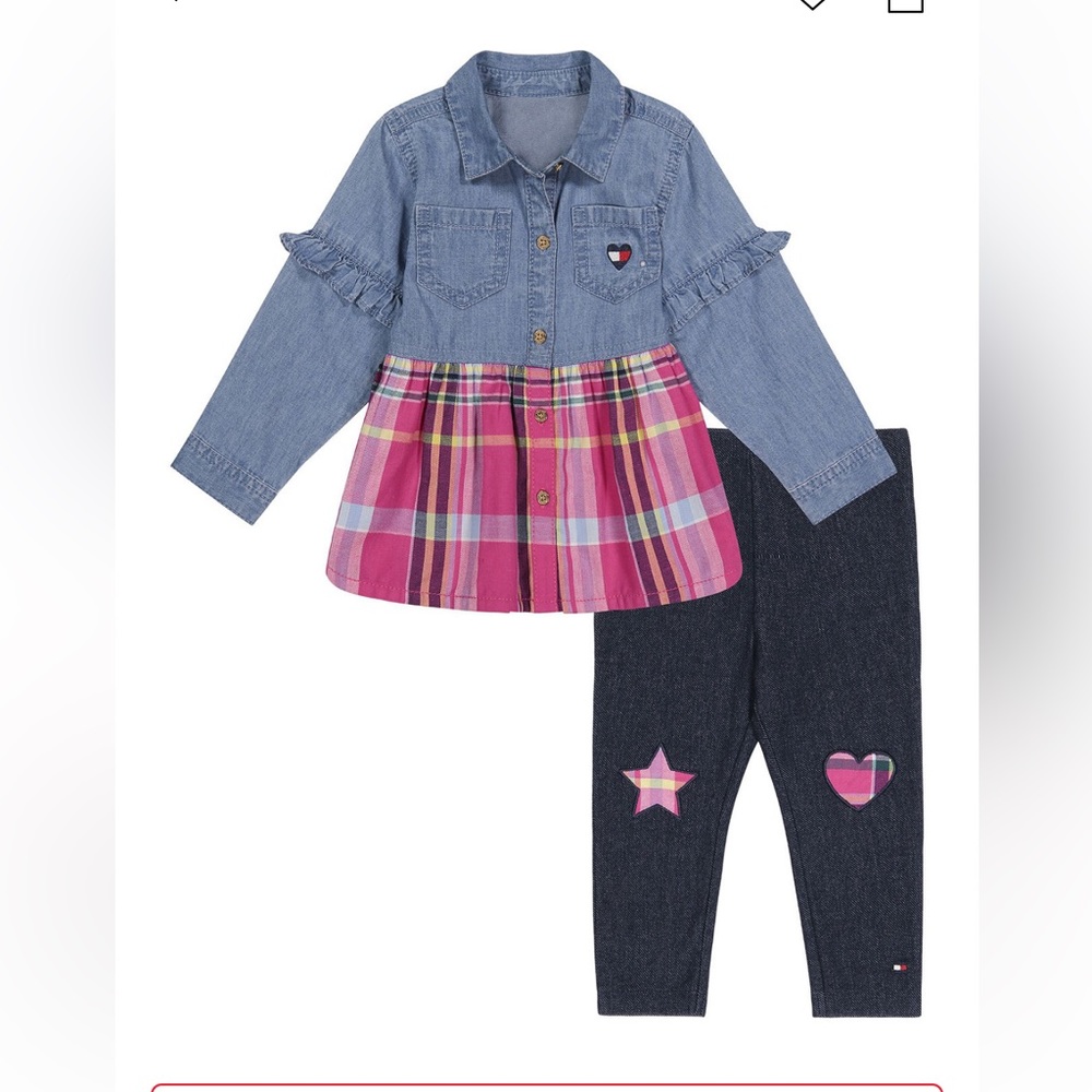 Tommy Hilfiger
Toddler Girls Denim Plaid Tunic and
Plaid Patch Jeggings, 2 Piece